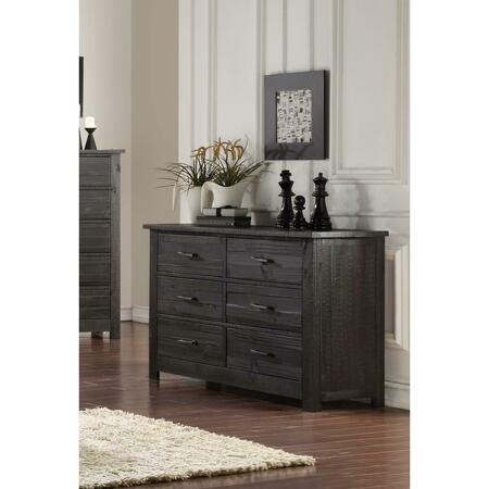 INROOM FURNITURE DESIGNS Wood 6 Drawer Kids Bedroom Double Dresser - Rustic B195-261